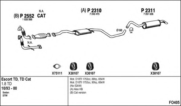 FENNO FO405 Exhaust System